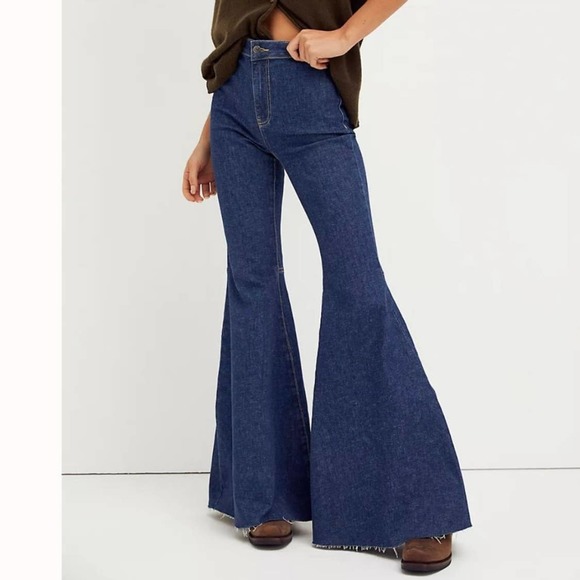 Free People Denim - Free People Just Float on Flare High Waist Jeans Boho 70s